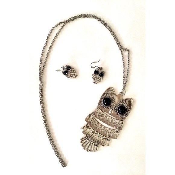 Owl Necklace and Earring Set - Picture 2 of 3